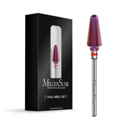 Picture of MelodySusie Professional Tornado Nail Drill Bits, 3/32'' Carbide Tungsten Multi-function Bits, Suitable for Manicure Pedicure Cuticle Gel Polishing, Salon Bits, Purple, Series Bit-X, Fine
