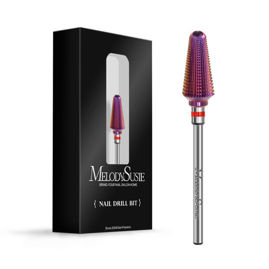 Picture of MelodySusie Professional Tornado Nail Drill Bits, 3/32'' Carbide Tungsten Multi-function Bits, Suitable for Manicure Pedicure Cuticle Gel Polishing, Salon Bits, Purple, Series Bit-X, Fine