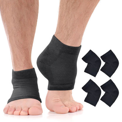 Picture of Moisturizing Socks for Men & Women | Cracked Heel Treatment with Aloe Vera | Moisturizer Heel Callus Remover | Aloe Socks for Cracked Heels & Dry Cracked Feet | Lotion Gel Socks (X-Large - Black)