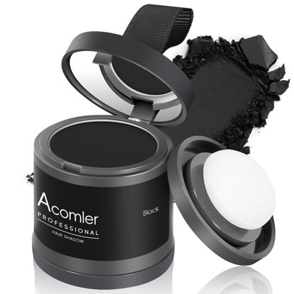 Picture of Acomler Instantly Root Cover Up Hairline Shadow Powder,Root Touch Up Hair Powder 0.35 Ounce for Thinning Hair, Grey Hair Coverage Hair Powder for Women, Men with Eyebrows,Beard Line,Bald Spots (Black)