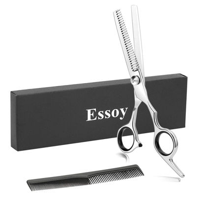 Picture of Essoy Professional Thinning Shears Hair Cutting Teeth Scissors(6.5-Inches),Stainless Steel Haircut Scissor with Fine Adjustment Screw for Home Salon,Barber Hairdressing Scissor for Women Men Kids