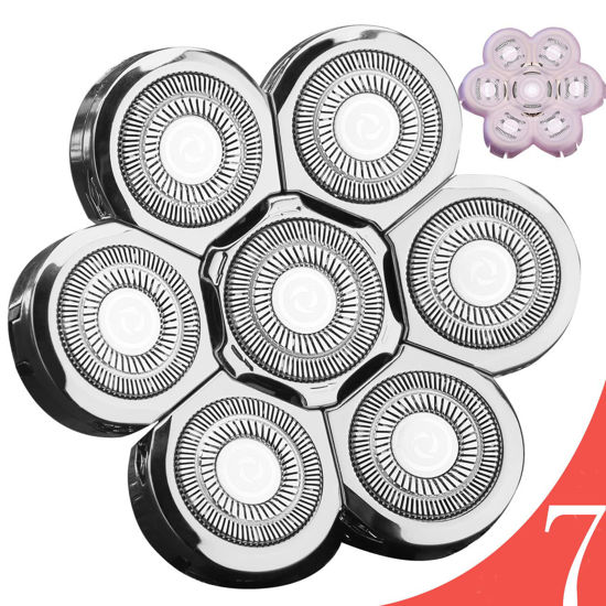 Picture of FOXSONIC 7 Blades Head Shaver Replacement Heads 7 Heads for Many Main Brands Electric Shaver Razor Bald Men Head Shaver Blades