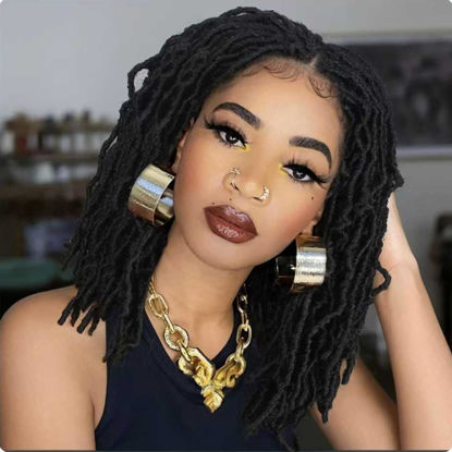 Picture of 8 Packs Short Faux Locs Crochet Braids 12 Inch Soft Locs Crochet Hair for Butterfly Locs Distressed Locs Hair for Women (12 Inch(Pack of 8), 1B)