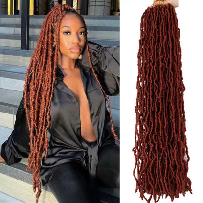 Picture of 7 Packs Faux Locs Crochet Hair 30 Inch Soft Locs for Distressed Locs Butterfly Locs Crochet Hair for Women (30 Inch(Pack of 7) 350#)