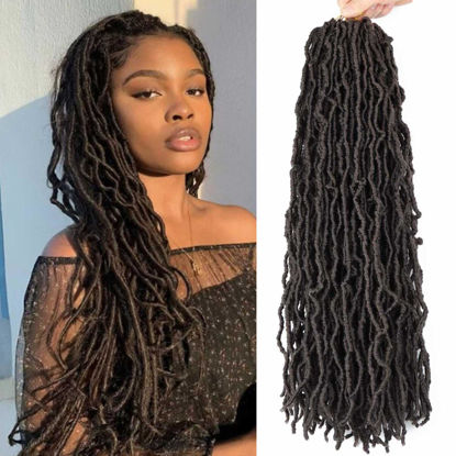 Picture of 8 Packs Faux Locs Crochet Hair for Butterfly Locs Distressed Soft Locs 24 Inch Crochet Braids Hair for Women (24 Inch(Pack of 8), 4#)