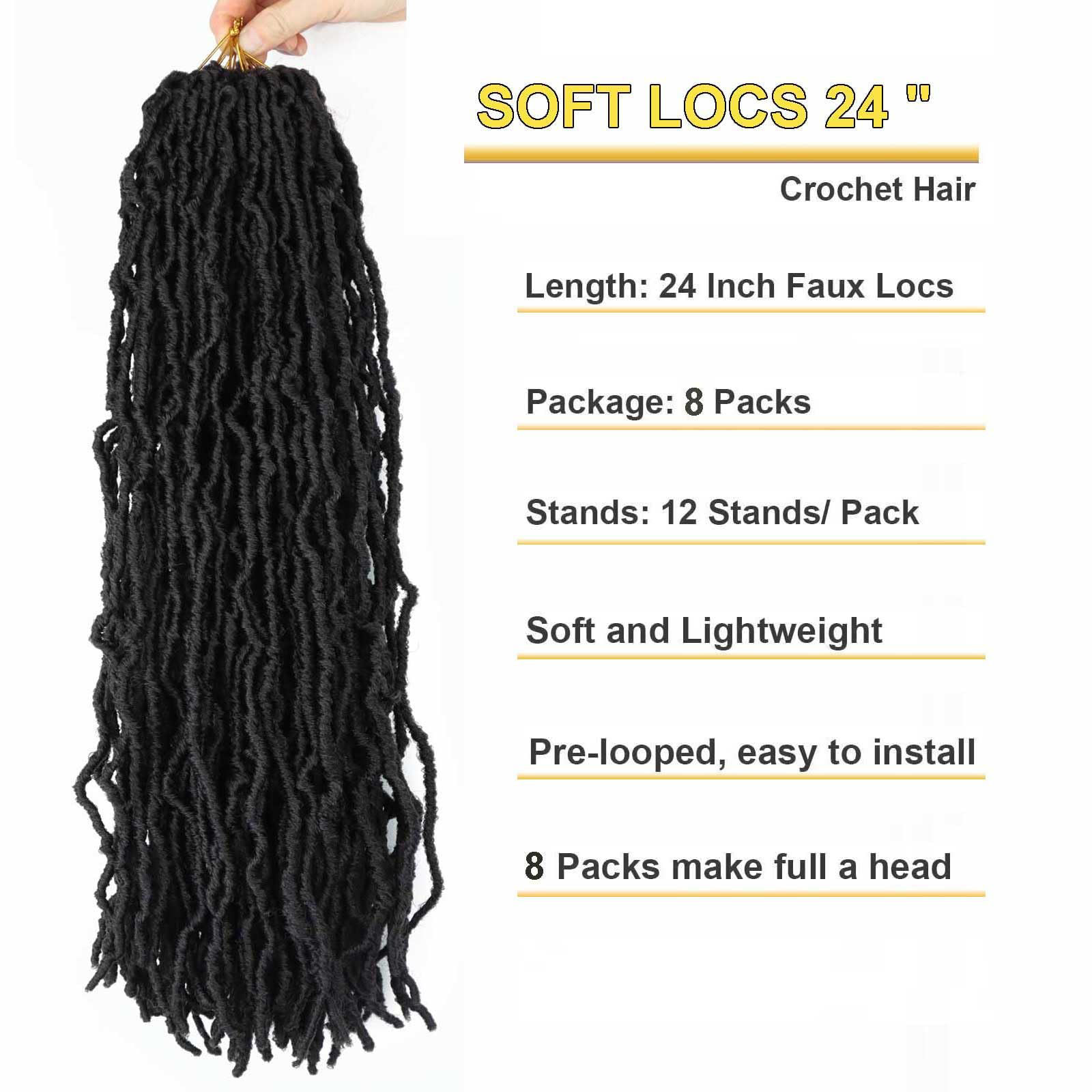 GetUSCart- 8 Packs 24 Inch Faux Locs Crochet Hair for Butterfly Locs ...