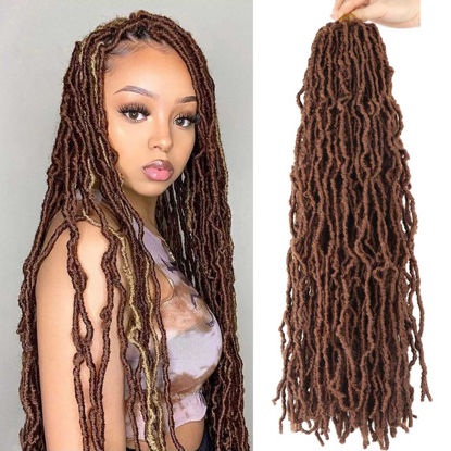Picture of Soft Locs 24 Inch 8 Packs Faux Locs Crochet Hair for Butterfly Locs Distressed Locs Crochet Hair for Women (24 Inch(Pack of 8), 30#)