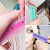 Picture of 3 Pieces Hair Cutting Comb Set with 10 Razors, Double Edge Razor, Thinning Comb for Slim Haircuts (Green, Purple, Pink)