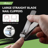 Picture of Heavy Duty Straight Blade Nail Clippers for Thick Toenails, Professional Stainless Steel Fingernail Toenail Clippers Trimmers - Thick Wide Jaw Toe Nail Clippings for Seniors, Men & Women - Silver