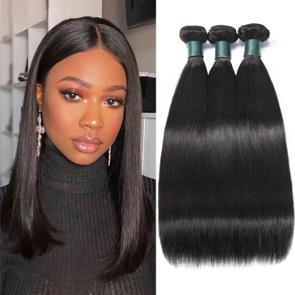 Picture of Great Grace Brazilian Straight Bundles Human Hair 12 14 16 Inch 12A 100% Unprocessed Virgin Human Hair Weave 3 Bundles Deals Natural Black Color (Natural Balck 3 Bundles, 12 14 16)