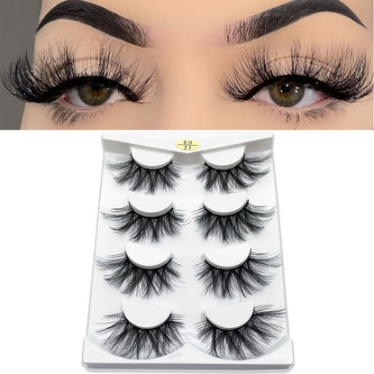 Picture of Mikiwi 25mm Lashes, Dramatic 6D Faux Mink Lashes, Fluffy Volume Eyelashes, Thick Crossed Lashes, Long Faux 25mm Mink Lashes