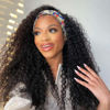 Picture of Deep Wave Headband Wig Human Hair 26 inch Glueless Non Lace Front Wig Machine Made Wigs 150% Density Brazilian Wet and Wavy Curly Hair Headband Half Wigs for Black Women Human Hair Natural Color