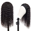 Picture of Headband Wig Human Hair Deep Wave Wigs 24 inch Brazilian Human Hair Headband Wigs for Black Women Glueless Non Lace Front Wig Machine Made Wigs Curly Deep Wave Headband Wig 150% Density Natural Color