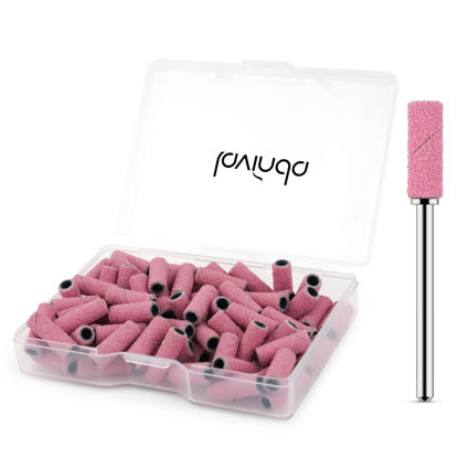 Picture of Lavinda Sanding Bands for Nail Drill with 3.1mm Mandrel Bit, 80 Piece Set Mini Small Sanding Bands Nail Drill Bits for Acrylic Nails Gel Manicures and Pedicures (120 Grit, Pink)