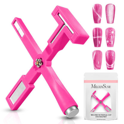 Picture of MelodySusie 5 in 1 Nail Magnet, Multifunctional Cat Eye Gel Nail Polish Magnet for Nail Art, Strong Magnetic Nail Polish Magnets Nail Design Tools (Hot Pink)