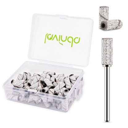 Picture of Lavinda Small Sanding Bands for Nail Drill with 3.1mm Mandrel Bit, 80 Piece Set Coarse Mini Sanding Bands Nail Drill Bits for Acrylic Nails Gel Manicures and Pedicures (80 Grit, Zebra)