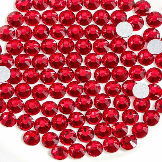 Picture of Beadsland 144pcs Flat Back Crystal Rhinestones Round Gems for Nail Art and Craft Glue Fix, Siam, SS40, 8.4-8.7mm