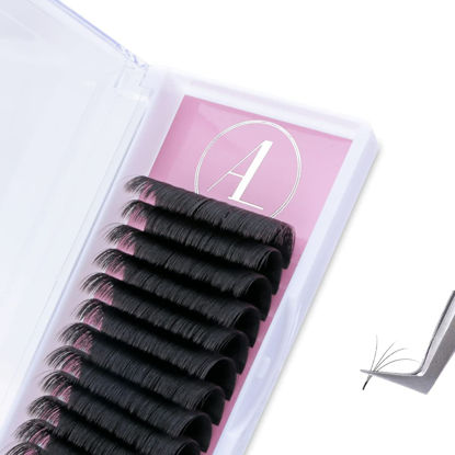 Picture of ALLOVE Eyelash Extension Cashmere Super Easy Fan Volume Lash Extensions 0.03mm D Curl 24mm Rapid Blooming Volume Lashes Self Fanning Lash Extension Supplies