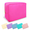 Picture of UIXIZQ Waterproof Large Makeup Bag Pouch,Nylon Women Travel Toiletry Storage Bag Preppy Cosmetic Bag for Girls,Big Makeup Organizer Bag Cute Zipper Pouch Bag for Sport Work Gift(Large-Hot Pink)