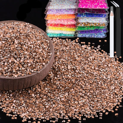 Picture of 15000pcs 2mm Resin Rhinestones Bulk, Champagne Flatback Round Jelly Rhinestones Non Hotfix Crystal Gems Large Quantity Wholesale for DIY Crafts Clothes Face Makeup Manicure
