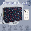 Picture of Waterproof Large Floral Makeup Bag Pouch,Nylon Travel Toiletry Storage Bag Preppy Flower Cosmetic Bag for Women Girl,Large Capacity Makeup Organizer Bag Zipper Pouch for Work(Large Black-Flowers)