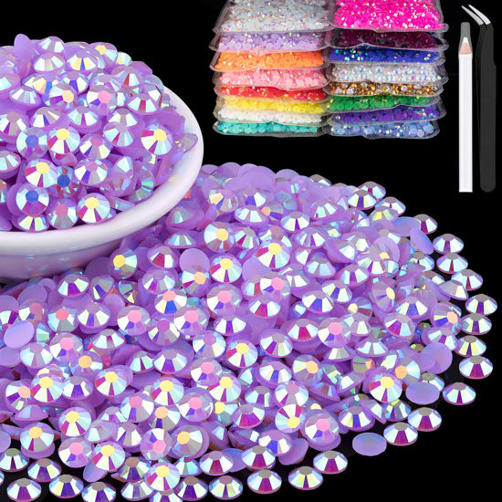 Picture of 8000pcs 3mm Resin Rhinestones Bulk, Lavender Purple AB Flatback Round Jelly Rhinestones Bedazzling Non Hotfix Crystal Gems Large Quantity Wholesale for DIY Crafts Clothes Tumblers Face Makeup Manicure