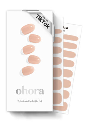 Picture of ohora Semi Cured Gel Nail Strips (N Bare Peach) - Works with Any Nail Lamps, Salon-Quality, Easy to Apply & Remove - Valentine's Day Gel Nail Wraps, stickers, romantic gift ideas