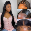 Picture of DULOVE 30 Inch Lace Front Wigs Human Hair Pre Plucked With Baby Hair 13x4 Straight HD Transparent Lace Front Wigs for Women 200 Density Glueless Natural Color