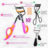 Picture of Whalrace Eyelash Curlers with 6PCS Extra Replacement Pads, Premium Quality Eye Lash Curler, Superior Curling Effect, Easy to Hold and Use, Valentines Day Gifts for Her - Orange Purple Handle