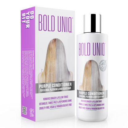 Picture of Purple Conditioner for Blonde, Platinum & Gray/Silver Hair. Reduce Brassy Yellow Tones. Toner for Bleached & Highlighted Hair - Moisturises - Cruelty Free, No Parabens or Sulfates - 237 ml