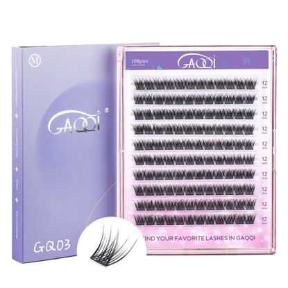 Picture of GAQQI Lash Clusters, Eyelash Clusters 120PCS D Curl Individual Lashes, Wispy Cluster Eyelash Extension 12mm Only, Natural Looking Cluster Lashes （GQ03, D Curl, 12mm)