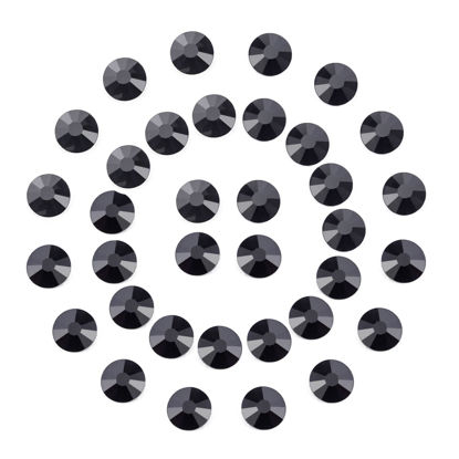 Picture of 288Pcs Black Crystal Rhinestones,Glass Flatback Rhinestones Gemstones for Nail Face Makeup Art Crafts Clothes Decoration -(SS34,7.0mm,Black)