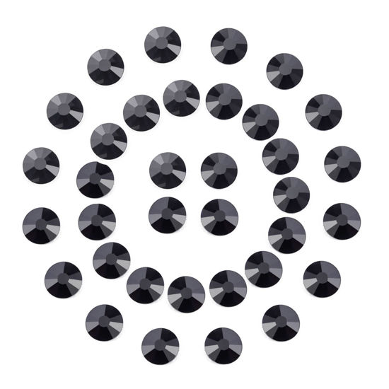 Picture of 288Pcs Black Crystal Rhinestones,Glass Flatback Rhinestones Gemstones for Nail Face Makeup Art Crafts Clothes Decoration -(SS34,7.0mm,Black)