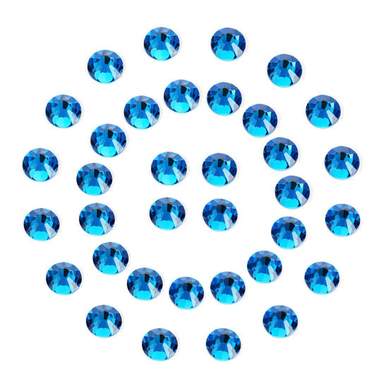 Picture of 1440Pcs Blue Zircon Crystal Rhinestones,Glass Flatback Rhinestones Gemstones for Nail Face Makeup Art Crafts Clothes Decoration -(SS12,3.0mm,Blue Zircon)