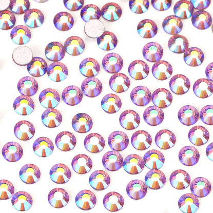 Picture of 1440Pcs Light-purple Ab Crystal Rhinestones,Glass Flatback Rhinestones Gemstones for Nail Face Makeup Art Crafts Clothes Decoration-(SS12,3.0mm,Light-purple Ab)