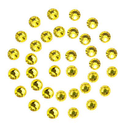 Picture of 1440Pcs Lemon yellow Crystal Rhinestones,Glass Flatback Rhinestones Gemstones for Nail Face Makeup Art Crafts Clothes Decoration - (SS16, 4.0mm,Lemon yellow)