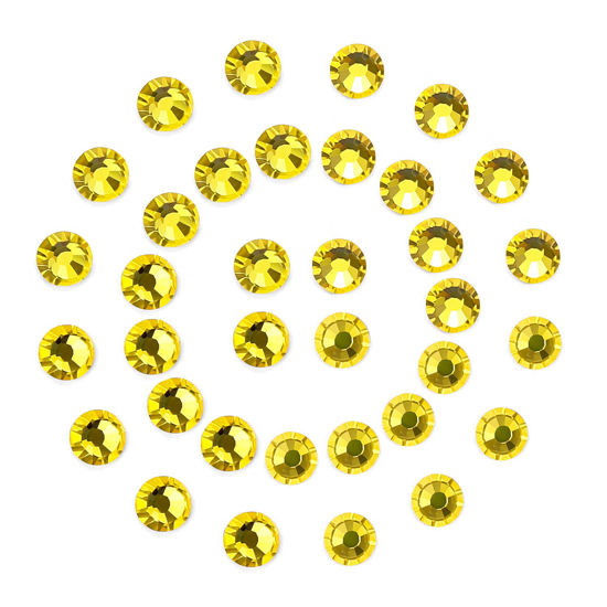 Picture of 1440Pcs Lemon yellow Crystal Rhinestones,Glass Flatback Rhinestones Gemstones for Nail Face Makeup Art Crafts Clothes Decoration - (SS16, 4.0mm,Lemon yellow)