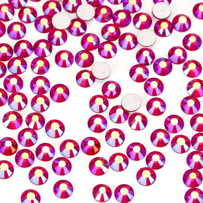 Picture of 1440Pcs Red Ab Crystal Rhinestones,Glass Flatback Rhinestones Gemstones for Nail Face Makeup Art Crafts Clothes Decoration -(SS12,3.0mm,Red Ab)