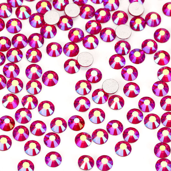 Picture of 1440Pcs Red Ab Crystal Rhinestones,Glass Flatback Rhinestones Gemstones for Nail Face Makeup Art Crafts Clothes Decoration -(SS12,3.0mm,Red Ab)