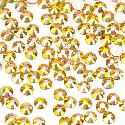 Picture of 1440Pcs Metallic Sunshine Crystal Rhinestones,Glass Flatback Rhinestones Gemstones for Nail Face Makeup Art Crafts Clothes Decoration-(SS12,Metallic Sunshine)
