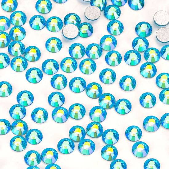 Picture of 3000Pcs Aquamarine Ab Crystal Rhinestones,Glass Flatback Rhinestones Mini Gemstones for Nail Face Makeup Art Crafts Clothes Decoration -(SS4,1.6mm,Aquamarine Ab)