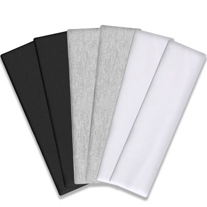 Picture of IVARYSS Workout Headbands for Women Non Slip, Premium Stretchy Soft Fabric Head Bands for Women's Hair, Wear for Yoga, Running, Sport, 6 Pack, Black White Grey