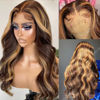 Picture of KeaBalo Highlight Ombre Lace Front Wigs Human Hair Pre Plucked with Baby Hair 13x4 Body Wave Frontal Wigs Human Hair 180% Density 4/27 Colored Honey Blonde Lace Front Wig for Women 22 Inch