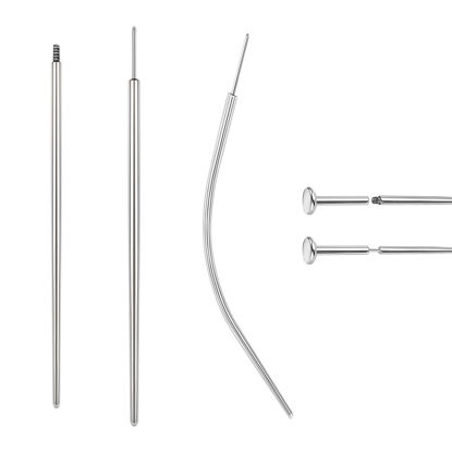 Picture of BodyAce 14G 16G 18G 20G Piercing Taper, Stainless Steel Threadless Insertion Pin Screw On Assistant Tool, Curved Body Piercing Stretching Kit for Ear/Nose/Navel/Lip/Eyebrow [18G(1.0mm) Mix]