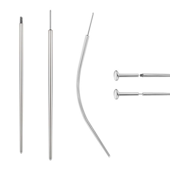 Picture of BodyAce 14G 16G 18G 20G Piercing Taper, Stainless Steel Threadless Insertion Pin Screw On Assistant Tool, Curved Body Piercing Stretching Kit for Ear/Nose/Navel/Lip/Eyebrow [18G(1.0mm) Mix]