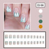 Picture of Christmas Press on Nails Short Square Fake Nails Christmas Tree French Tip False Nails With Silver Glitter Designs Full Cover Stick on Nails Acrylic Winter Xmas Artificial Nails for Women 24 Pcs