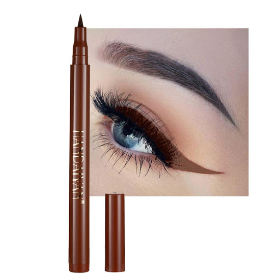 Picture of Liquid Eyeliner, Dark rown Eyeliner Liquid, Long-lasting Colored Eyeliners, White Black Red Brown Green Purple Waterproof High-pigmented Colorful Eyeliners for Eye Makeup,1PC Dark Brown