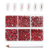 Picture of Beadsland 7200pcs Flatback Rhinestones,Red Rhinestones Nail Gems Round Crystal Rhinestones for Crafts,Mixed 6 Sizes with Wax Pencil Kit, SS3-SS10,Siam