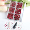 Picture of Beadsland 7200pcs Flatback Rhinestones,Red Rhinestones Nail Gems Round Crystal Rhinestones for Crafts,Mixed 6 Sizes with Wax Pencil Kit, SS3-SS10,Siam