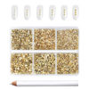 Picture of Beadsland 7200pcs Flatback Rhinestones,Gold Rhinestones Nail Gems Round Crystal Rhinestones for Crafts,Mixed 6 Sizes with Wax Pencil Kit, SS3-SS10,Metal Sunlight